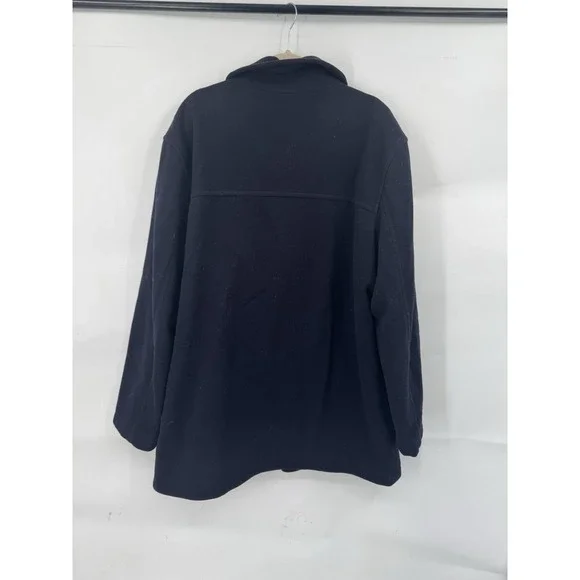 J. Crew Wool Blend‎ Peacoat Women Large Navy Blue Button Up Winter Nautical - Picture 2 of 6